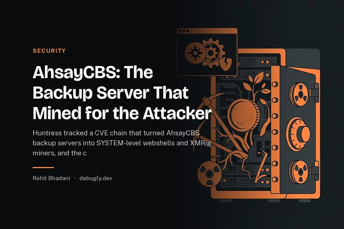 AhsayCBS: The Backup Server That Mined for the Attacker. Feature image on debugly.dev