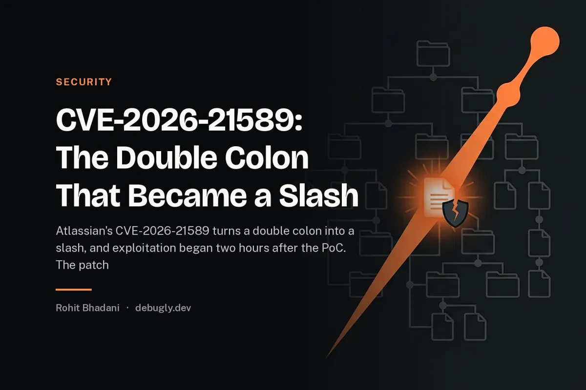 CVE-2026-21589: The Double Colon That Became a Slash. Feature image on debugly.dev