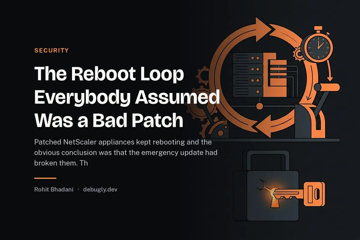 The Reboot Loop Everybody Assumed Was a Bad Patch. Feature image on debugly.dev