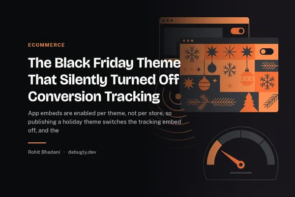 The Black Friday Theme That Silently Turned Off Conversion Tracking. Feature image on debugly.dev